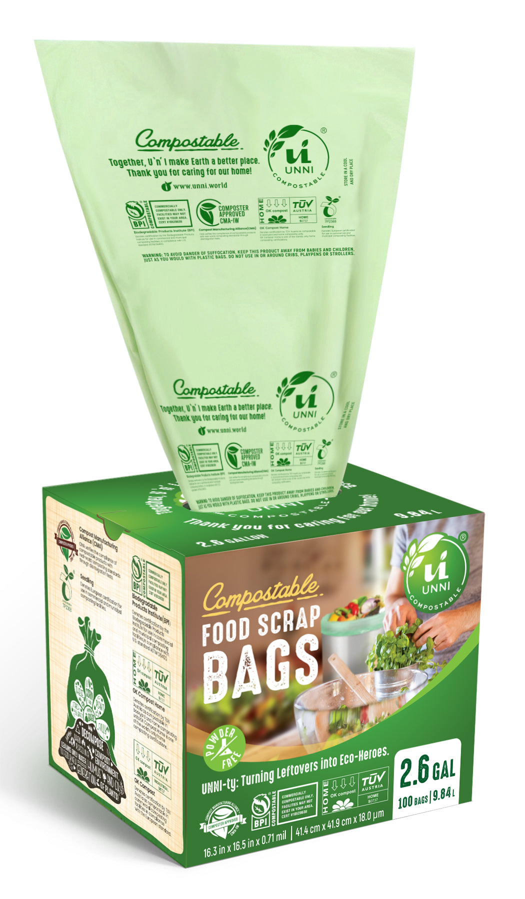 2.6 Gallon Compostable Small Food Scrap Waste Bags