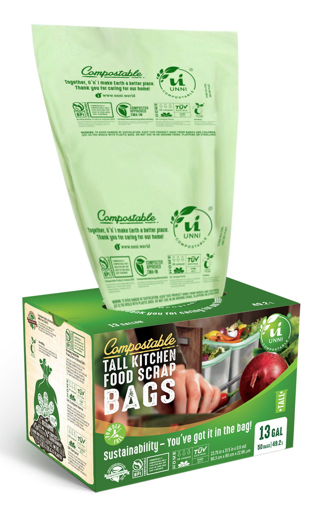 13 Gallon Compostable Tall Kitchen Food Scrap Bag