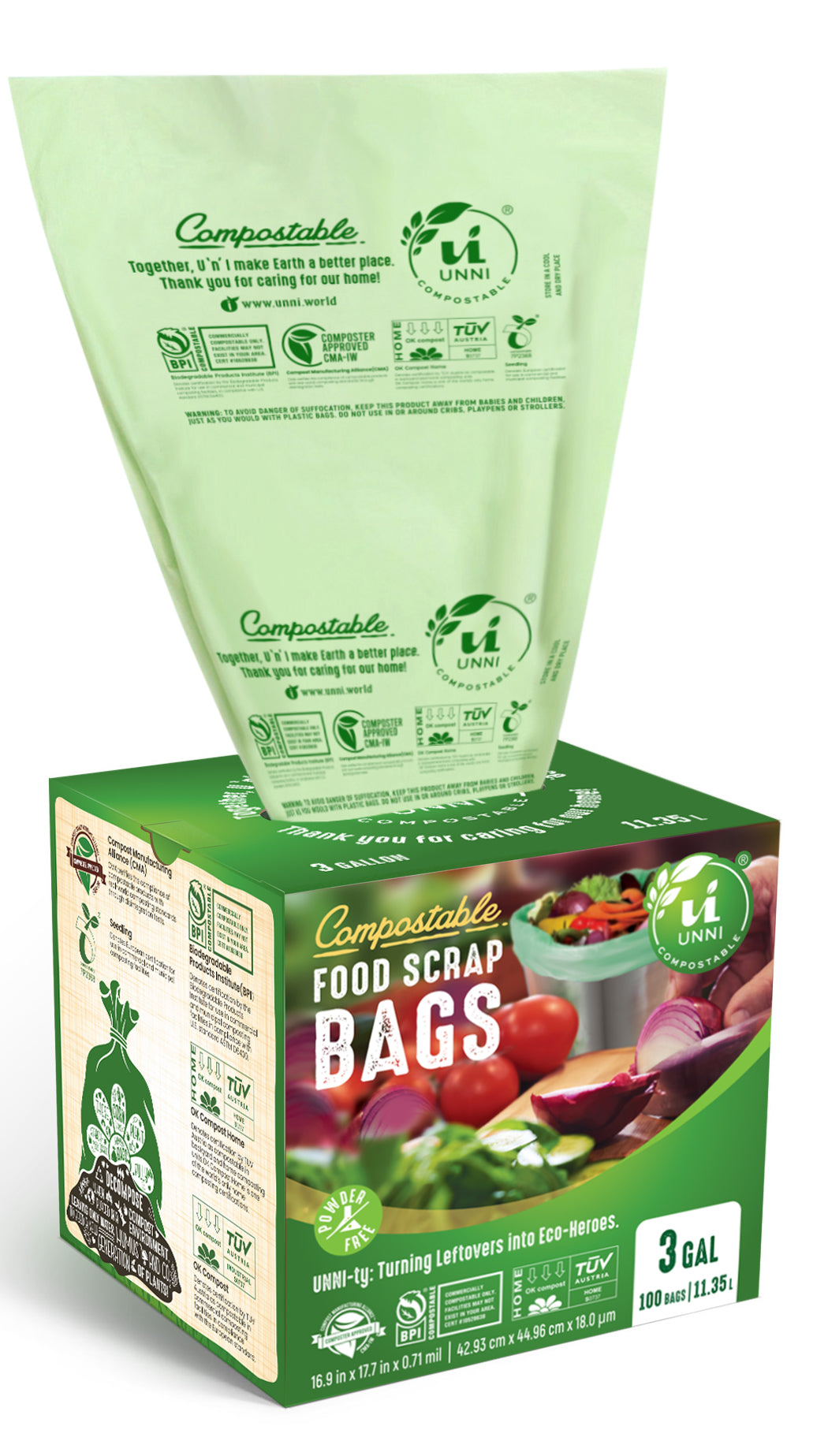 3 Gallon Compostable Small Food Scrap Waste Bags