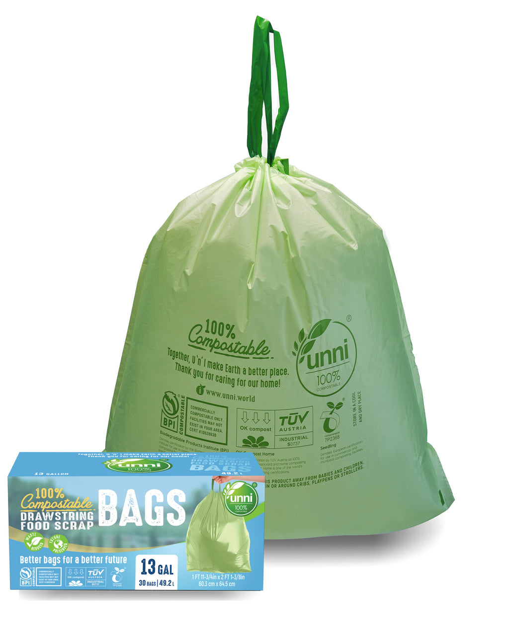 Indaco MBP24205 13 Gallon Tall Kitchen Compost Bags 15 Count