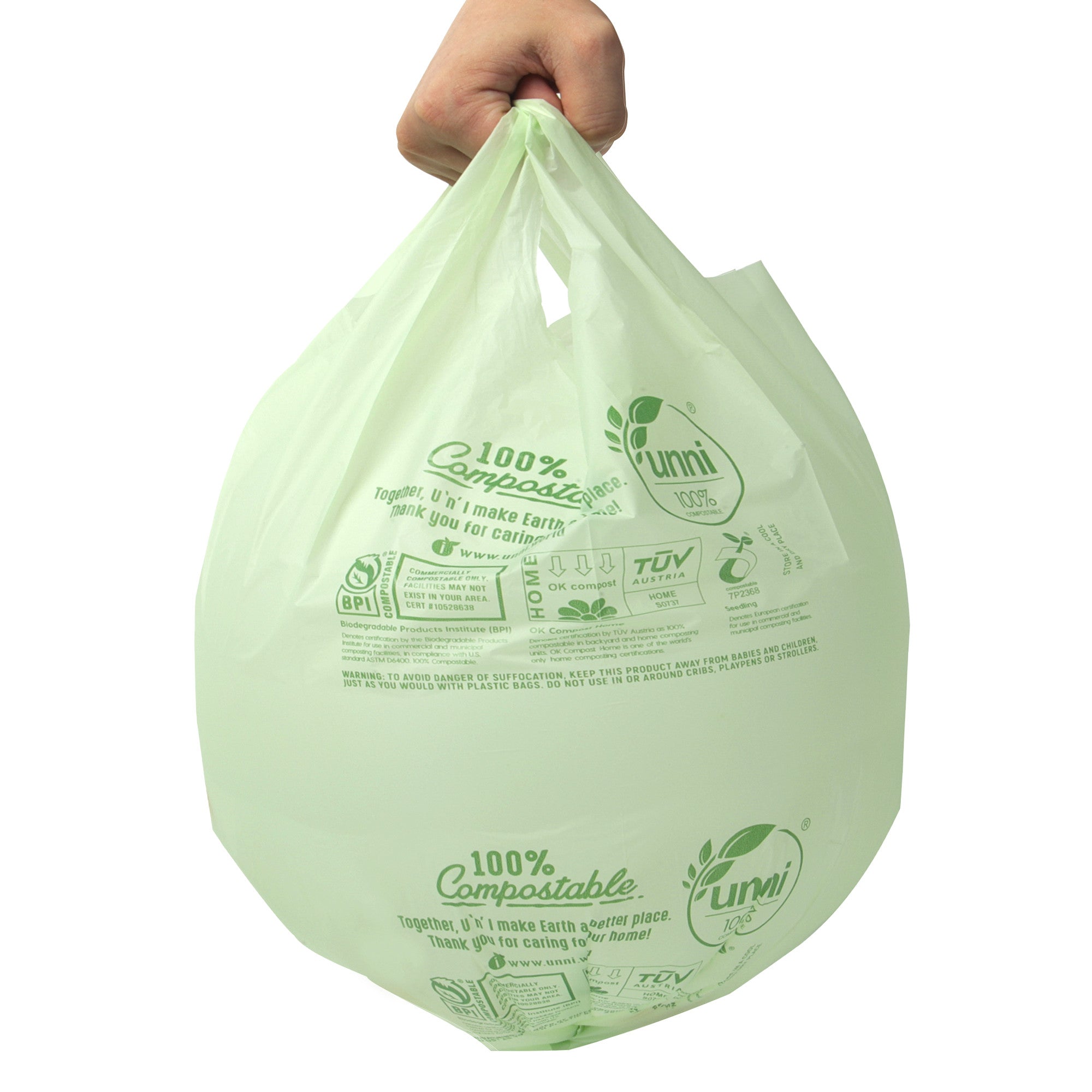 1.6 Gallon Compostable Food Scrap Bags, 50 Count, Handle tie Bags