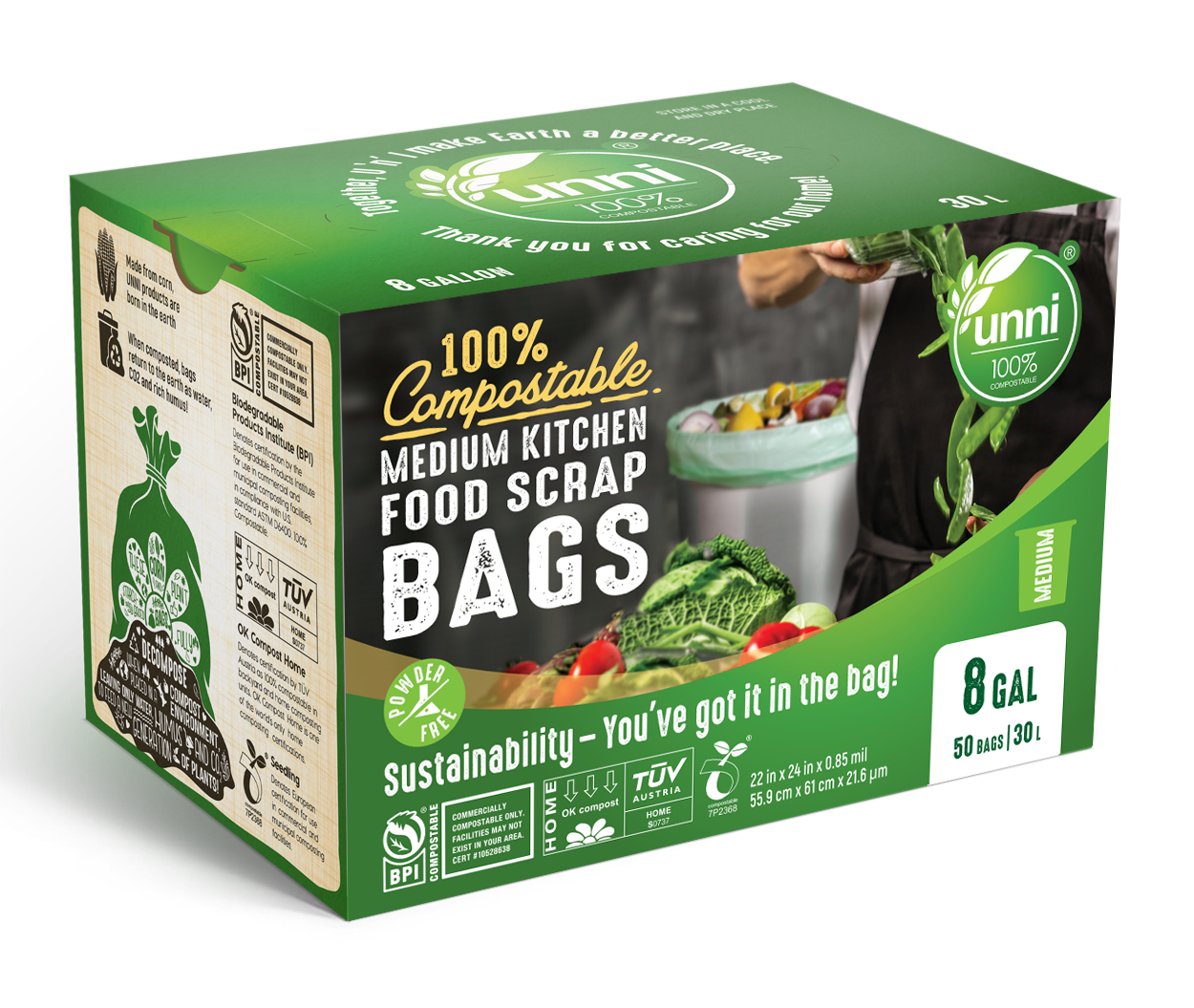 Compostable Trash Bags - FORID 8 Gallon Garbage Bags 150 Count Trash Can  Liners 30 Liter Unscented Medium Wastebasket Bags for Kitchen Bathroom Home