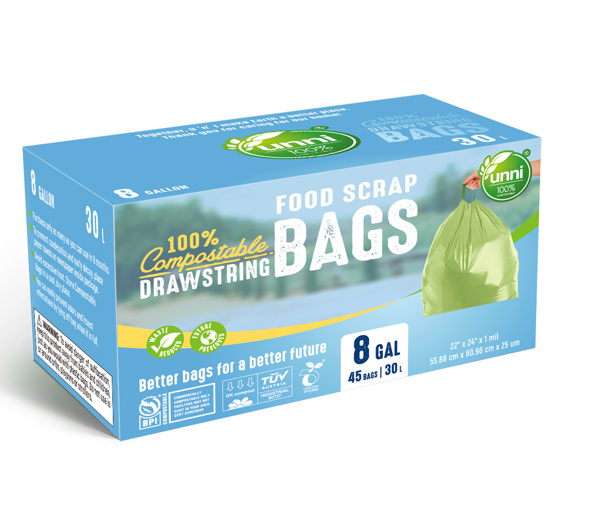 FRANK Extra-Small Organic Mint Scented Compostable Food Waste Bags, 40-pk,  Clear, 10-L
